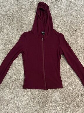 Waydamin burgundy seamless zip up
